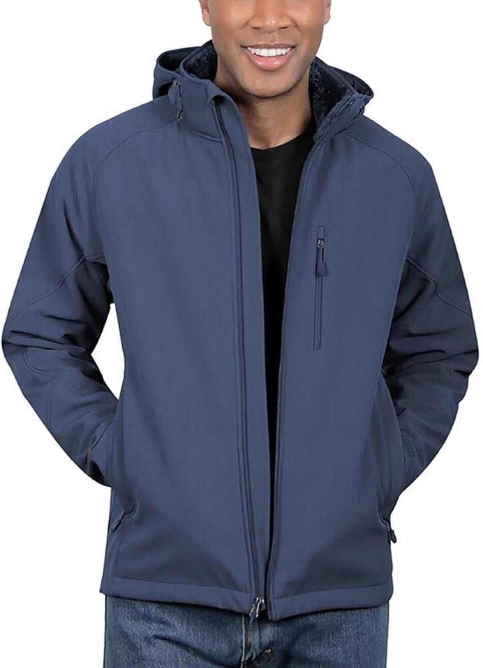 Kirkland Signature Men’s Water-Resistant Fleece Lined Softshell Jacket Blue 3XL